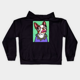 Brown Boston Terrier Kids Hoodie